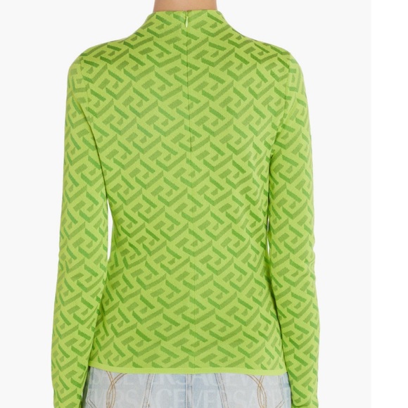 Versace La Greca Jacquard Mock Neck Silk Blend Sweater - Picture 10 of 16